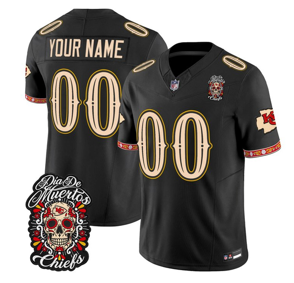 Men's Kansas City Chiefs Active Player Custom Black F.U.S.E. Día de los Muertos Vapor Limited Stitched Football Jersey